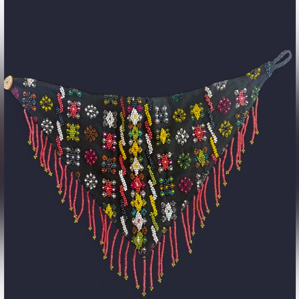 Colorful Beaded Triangle Scarf